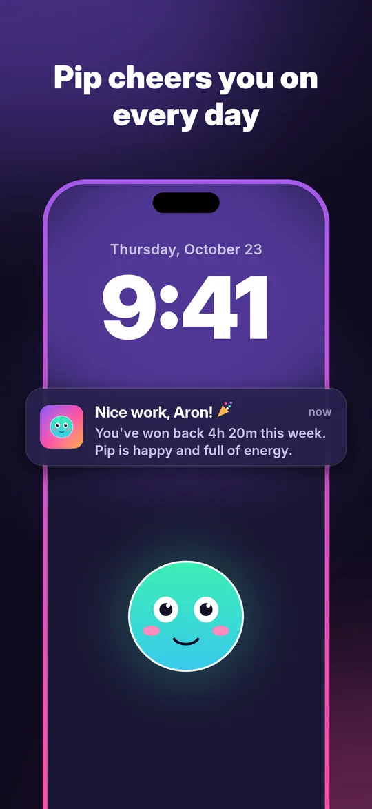 A notification from Pip cheering you on